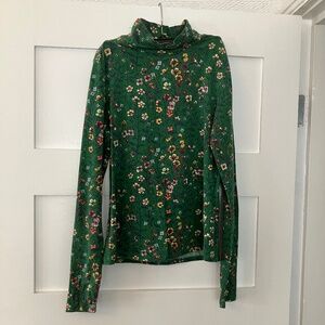 Maeve by Anthropologie green print turtleneck size small